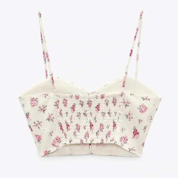 ZARA FLORAL LINEN BLEND CORSET TOP - Picture 3 of 5